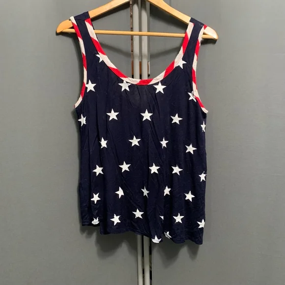 B23-Women's Unbranded Tank Top Size M Blue with Stars and Bows 4th of July - Picture 1 of 3